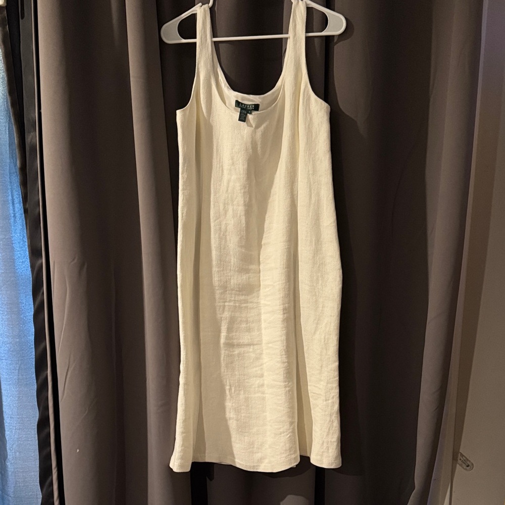 Vintage Lauren by Ralph Lauren Cream Linen Sleeveless Dress